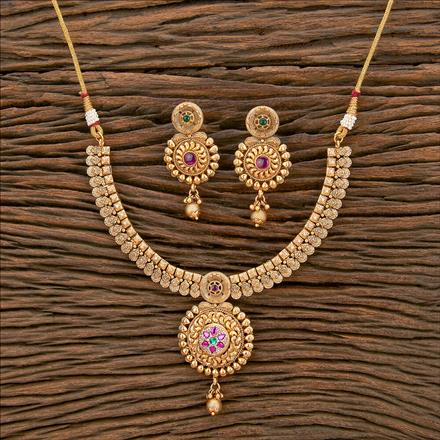 Antique Classic Necklace With Matte Gold Plating