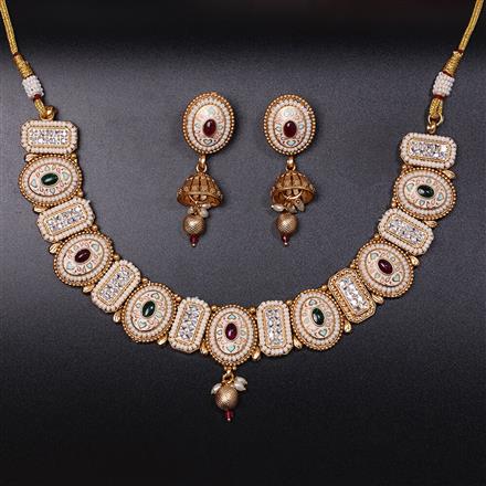 Antique Meenakari Necklace With Matte Gold Plating