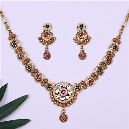 Antique Classic Necklace With Matte Gold Plating