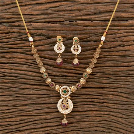 Antique Meenakari Necklace With Matte Gold Plating
