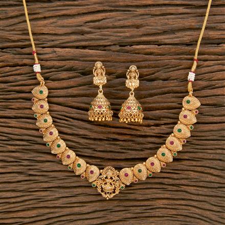 Antique South Indian Necklace With Matte Gold Plating