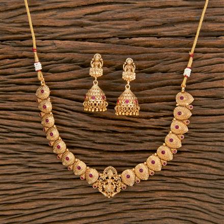 Antique South Indian Necklace With Matte Gold Plating