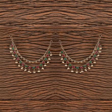 Antique Pearl Ear Chain With Mehndi Plating