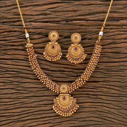 Antique Classic Necklace With Matte Gold Plating
