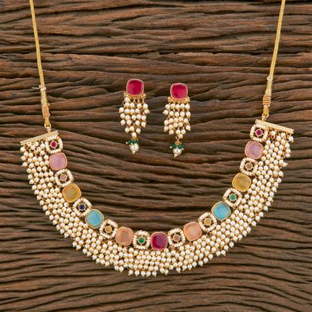 Antique Moti Necklace With Gold Plating