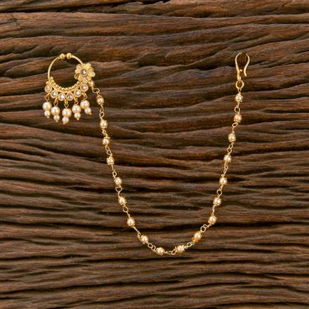 Antique Pearl Nose Ring With Gold Plating