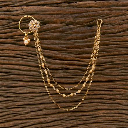Antique Moti Nose Ring With Gold Plating