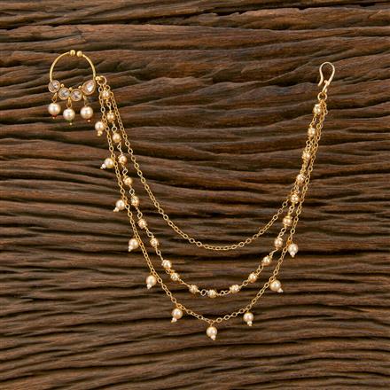 Antique Pearl Nose Ring With Gold Plating