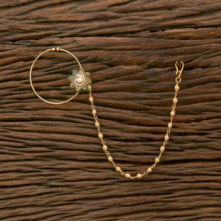 Antique Moti Nose Ring With Gold Plating