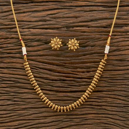 Antique Plain Matte Gold Necklace With Matte Gold Plating