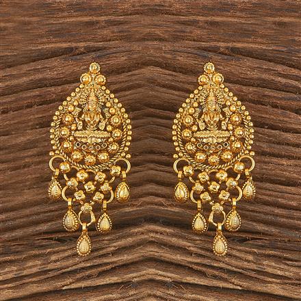 Antique Temple Earring With Matte Gold Plating