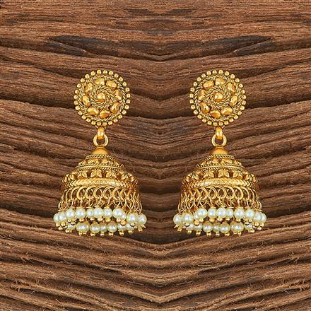 Antique Jhumki With Matte Gold Plating