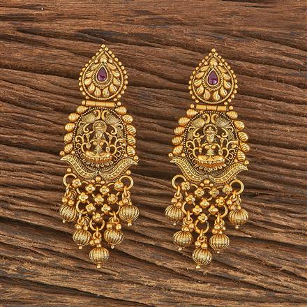 Antique South Indian Earring With Matte Gold Plating
