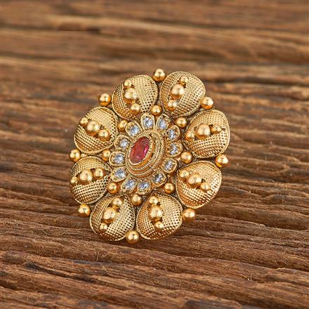 Antique Adjustable Ring With Matte Gold Plating