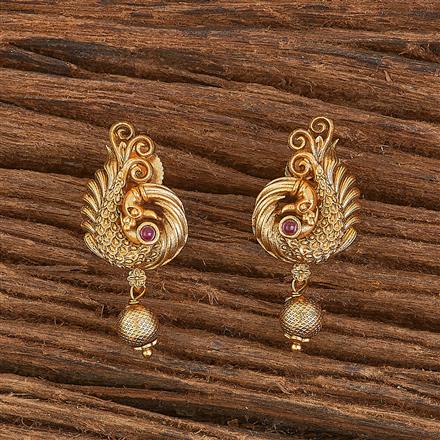 Antique Peacock Earring With Matte Gold Plating