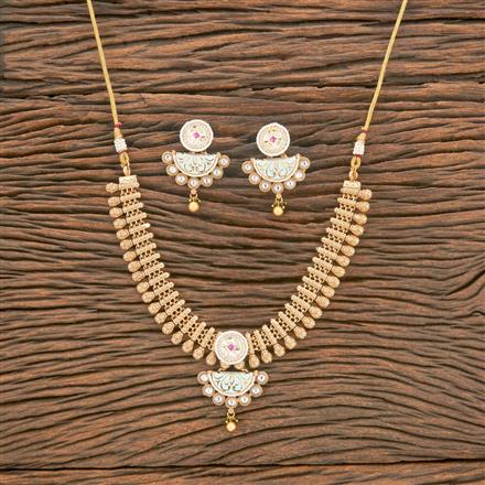 Antique Meenakari Necklace With Matte Gold Plating