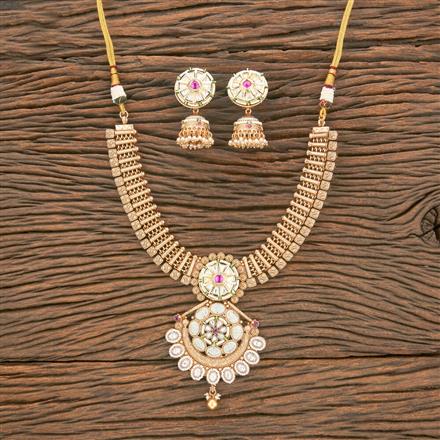 Antique Meenakari Necklace With Matte Gold Plating