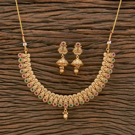 Antique Classic Necklace With Matte Gold Plating