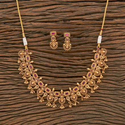 Antique South Indian Necklace With Matte Gold Plating