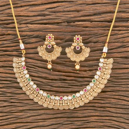 Antique Classic Necklace With Matte Gold Plating