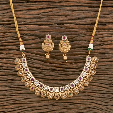 Antique Classic Necklace With Matte Gold Plating