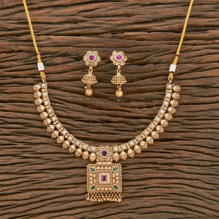 Antique Classic Necklace With Matte Gold Plating