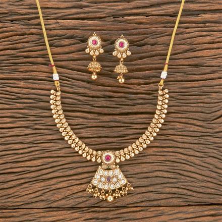 Antique Classic Necklace With Matte Gold Plating