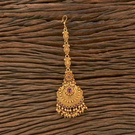 Antique Peacock Tikka With Matte Gold Plating
