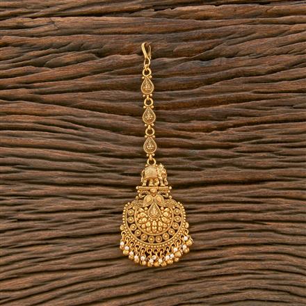 Antique Peacock Tikka With Matte Gold Plating