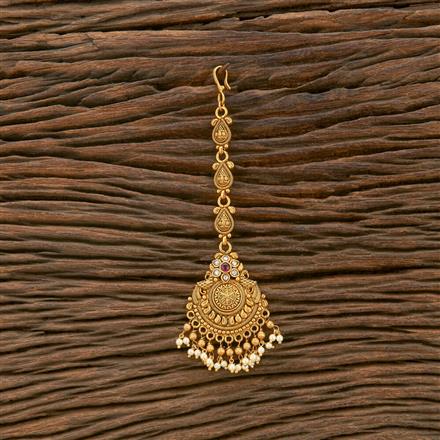 Antique Peacock Tikka With Matte Gold Plating