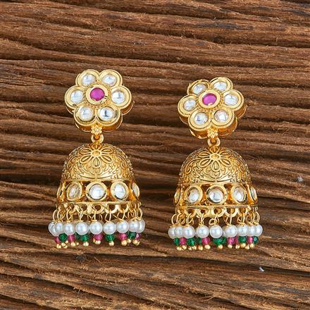 Antique Jhumki With Matte Gold Plating
