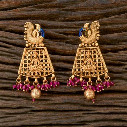 Antique South Indian Earring With Matte Gold Plating