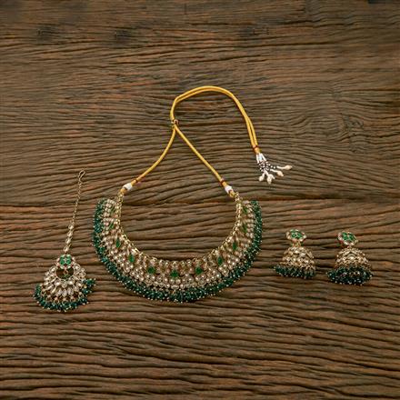 Antique Mukut Necklace With Mehndi Plating