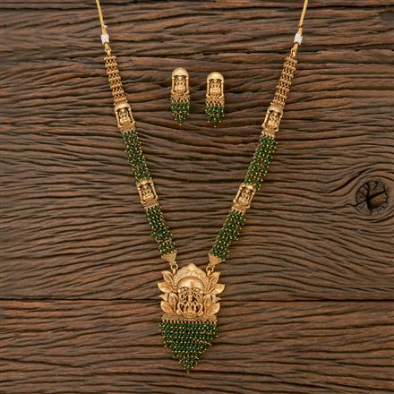 Antique Long Necklace With Matte Gold Plating