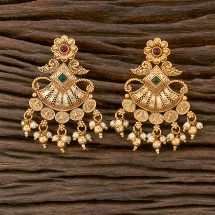 Antique Moti Earring With Matte Gold Plating