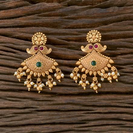 Antique Pearl Earring With Matte Gold Plating