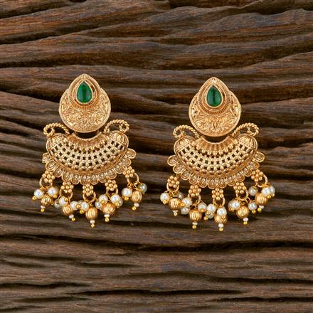 Antique Pearl Earring With Matte Gold Plating