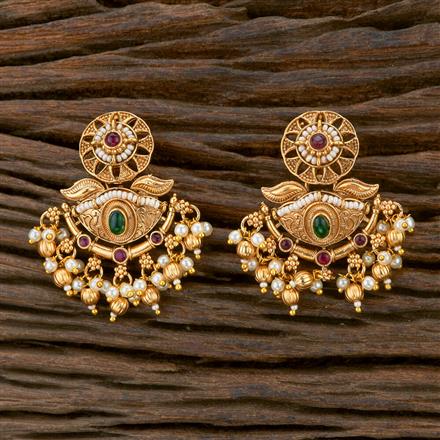 Antique Moti Earring With Matte Gold Plating