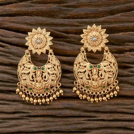 Antique South Indian Earring With Matte Gold Plating