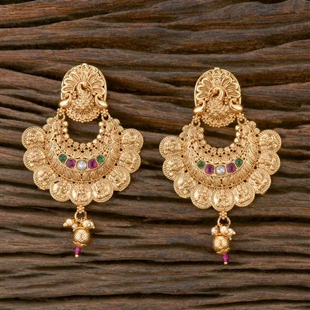 Antique Temple Earring With Matte Gold Plating