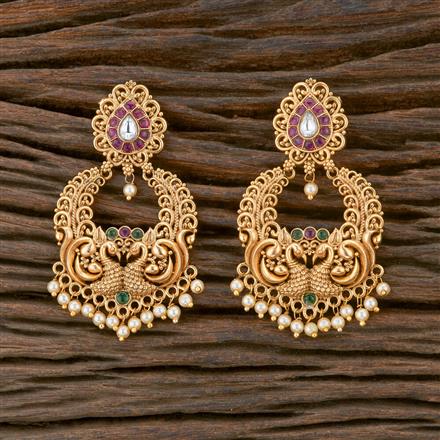 Antique Chand Earring With Matte Gold Plating