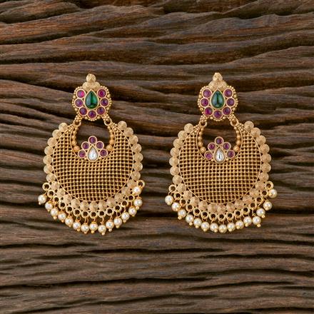 Antique Moti Earring With Matte Gold Plating
