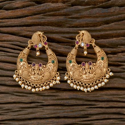 Antique Peacock Earring With Matte Gold Plating