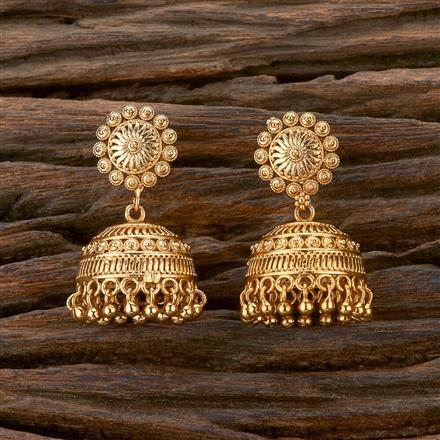 Antique Plain Gold Earring With Gold Plating