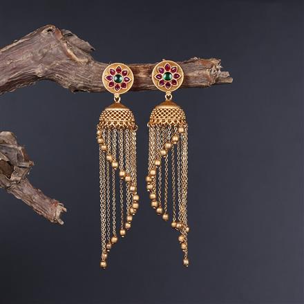 Antique Jhumki With Matte Gold Plating