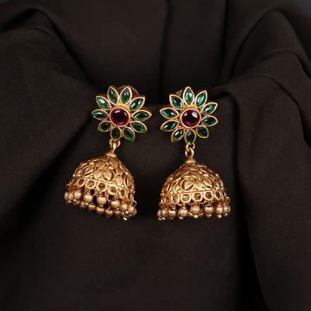 Antique Jhumki With Matte Gold Plating