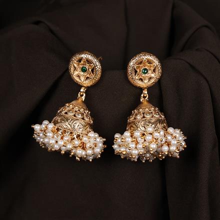 Antique Pearl Jhumki With Gold Plating