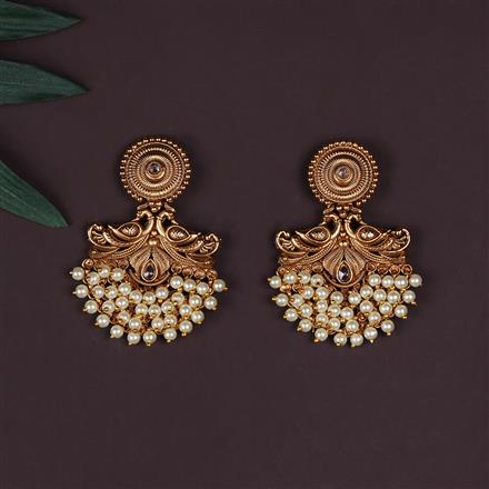 Antique Peacock Earring With Matte Gold Plating