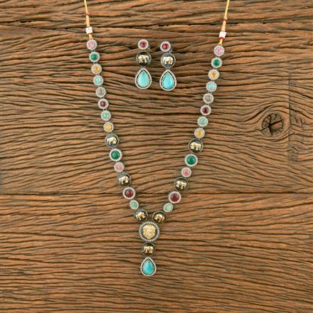 Antique Long Necklace With Black Plating