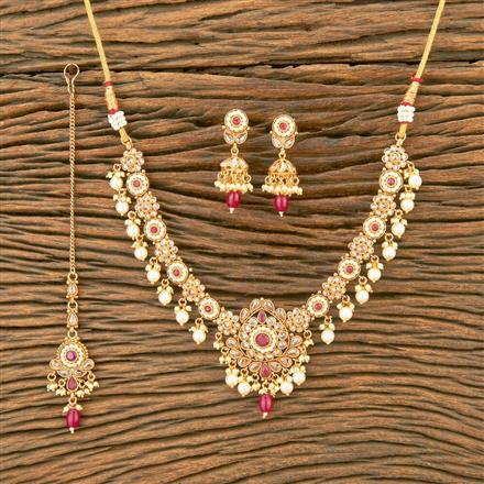 Antique Stone Necklace With Gold Plating